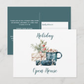 Blauwgroen blauw kerstfeest Open House Briefkaart (Voorkant / Achterkant)