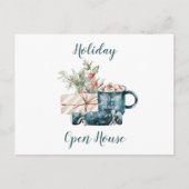 Blauwgroen blauw kerstfeest Open House Briefkaart (Voorkant)