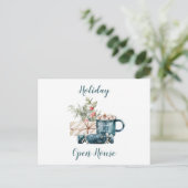 Blauwgroen blauw kerstfeest Open House Briefkaart (Staand voorkant)