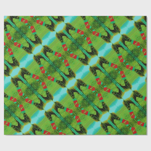 blauwgroen blauw:kerstpaard met kerstmis cadeaupapier (Vlak)