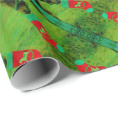 blauwgroen blauw:kerstpaard met kerstmis cadeaupapier (Rol Hoek)