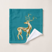 Blauwgroen blauw kerstrenrendier bad handdoek (Wasdoekje)
