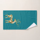Blauwgroen blauw kerstrenrendier bad handdoek (Handdoek)