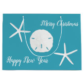 Blauwgroen blauw kerstvisten met groot papier - ca groot cadeauzakje (Voorkant)