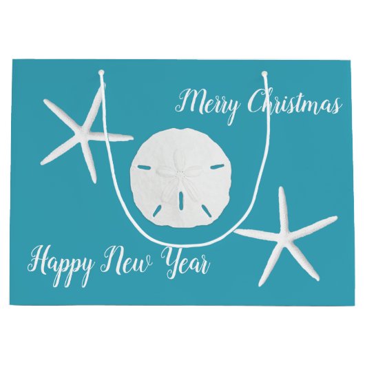 Blauwgroen blauw kerstvisten met groot papier - ca groot cadeauzakje (Voorkant)