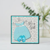 Blauwgroen Blauw Kledingschoenen Blauwgroen Damask Kaart (Staand voorkant)