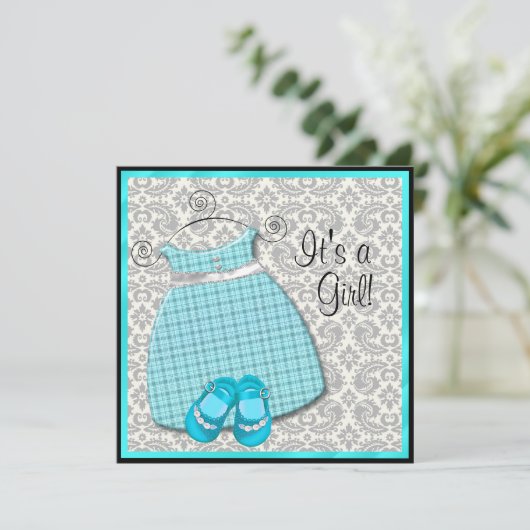 Blauwgroen Blauw Kledingschoenen Blauwgroen Damask Kaart (Staand voorkant)