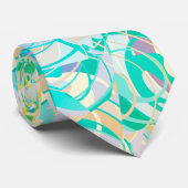 Blauwgroen, blauw kleurrijk Abstract Stropdas (Opgerold)