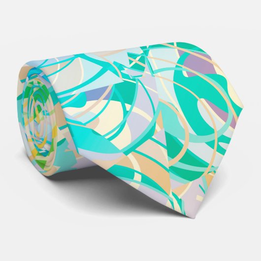 Blauwgroen, blauw kleurrijk Abstract Stropdas (Opgerold)
