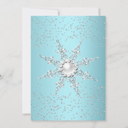 Blauwgroen blauw kristal Pearl Snowflake Silver Wi Kaart (Achterkant)