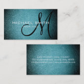 Blauwgroen blauw leder visitekaartje (Voorkant / Achterkant)