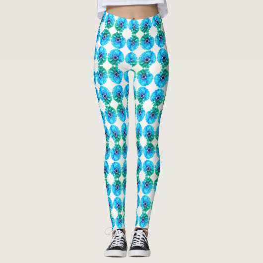 Blauwgroen blauw leggings (Voorkant)