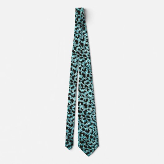 Blauwgroen blauw Leopard Safari Print Stropdas (Achterkant)