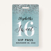 Blauwgroen Blauw Lief 16 Verjaardag VIP Badge (Voorkant)