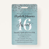 Blauwgroen Blauw Lief 16 Verjaardag VIP Badge (Achterkant)