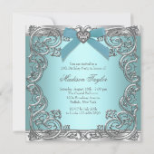 Blauwgroen Blauw Lief 16 Verjaardagsfeestje Kaart (Achterkant)