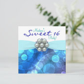 Blauwgroen Blauw Lief 16 Verjaardagsfeestje Kaart (Staand voorkant)