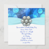 Blauwgroen Blauw Lief 16 Verjaardagsfeestje Kaart (Achterkant)