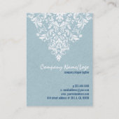 Blauwgroen Blauw Linnen Textuur Wit Bloemen Kant Visitekaartje (Achterkant)