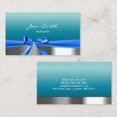 Blauwgroen blauw lint Nail-technicus Visitekaartje (Voorkant / Achterkant)