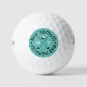 Blauwgroen Blauw Logo Monogram voor Golfspelers Golfballen (Voorkant)