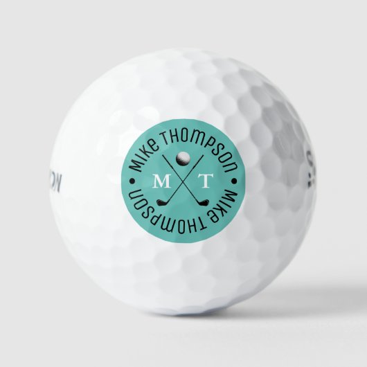 Blauwgroen Blauw Logo Monogram voor Golfspelers Golfballen (Voorkant)