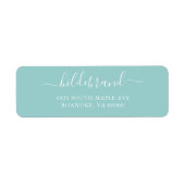 Blauwgroen blauw, los script etiket (Voorkant)