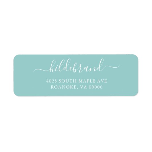 Blauwgroen blauw, los script etiket (Voorkant)