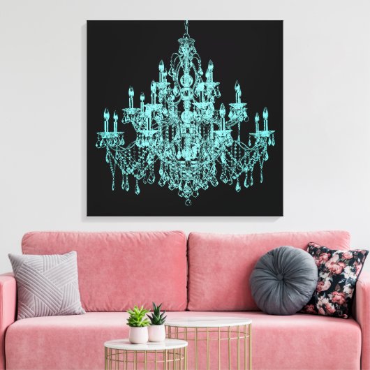 Blauwgroen blauw-luzerbladerblauw-bladerschilderwe canvas afdruk (Insitu (Woonkamer))