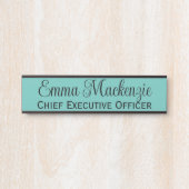 Blauwgroen Blauw Manuscript Deurteken voor Kantoor Deurbordje (Voorkant)