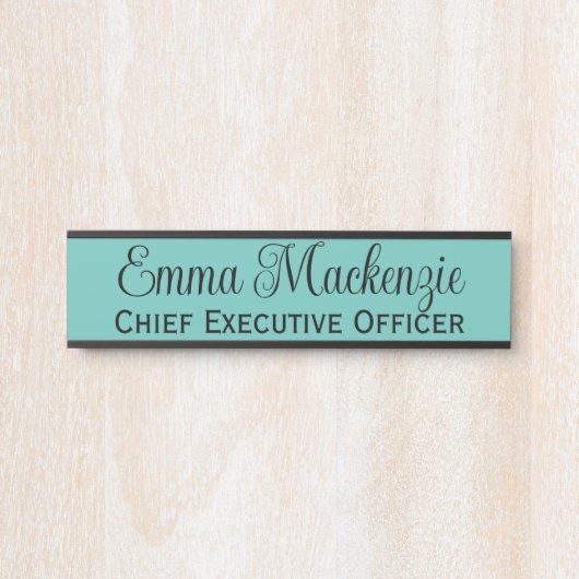 Blauwgroen Blauw Manuscript Deurteken voor Kantoor Deurbordje (Voorkant)
