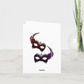 Blauwgroen Blauw Mardi Gras Maskers Dank u Kaarten (Achterkant)