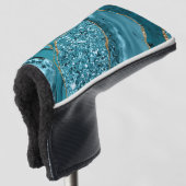 Blauwgroen blauw marmer Geode Gold Glitter Agate Golfheadcover (3/4 voorkant)