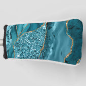 Blauwgroen blauw marmer Geode Gold Glitter Agate Golfheadcover (Voorkant)