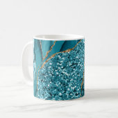 Blauwgroen blauw marmer Geode Gold Glitter Agate Koffiemok (Voorkant links)