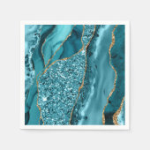 Blauwgroen blauw marmer Geode Gold Glitter Agate Servet (Voorkant)