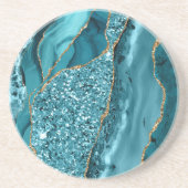 Blauwgroen blauw marmer Geode Gold Glitter Agate Zandsteen Onderzetter (Voorkant)