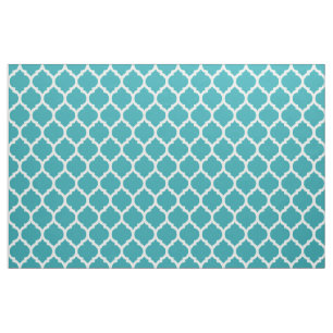 Blauwgroen blauw Marokkaans rooster Quatrefoil Pat Stof