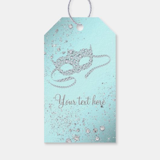 Blauwgroen Blauw Masquerade Party Cadeaulabel (Achterkant)