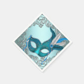 Blauwgroen Blauw Masquerade Party Servet (Hoek)