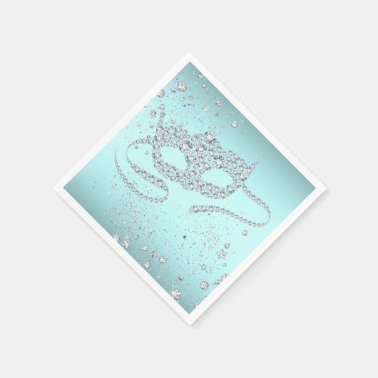 Blauwgroen Blauw Masquerade Party Servet (Hoek)