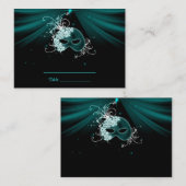 Blauwgroen Blauw Masquerade Party Tafel Kaarten Plaatskaartje (Voorkant / Achterkant)