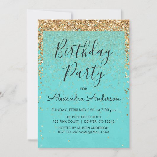 Blauwgroen Blauw Meisje Glitter Sparkle Elke Leeft Kaart (Voorkant)