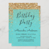 Blauwgroen Blauw Meisje Glitter Sparkle Elke Leeft Kaart (Voorkant / Achterkant)