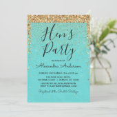 Blauwgroen Blauw Meisje Glitter Sparkle Hen's Part Kaart (Staand voorkant)
