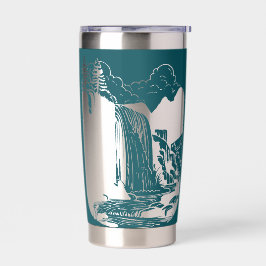 Blauwgroen blauw met negatief ruimtewater Herfst Geïsoleerde Drinkbeker