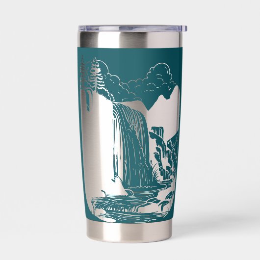 Blauwgroen blauw met negatief ruimtewater Herfst Geïsoleerde Drinkbeker (Links)