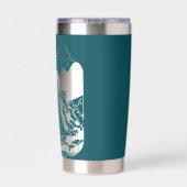 Blauwgroen blauw met negatief ruimtewater Herfst Geïsoleerde Drinkbeker (Achterkant)