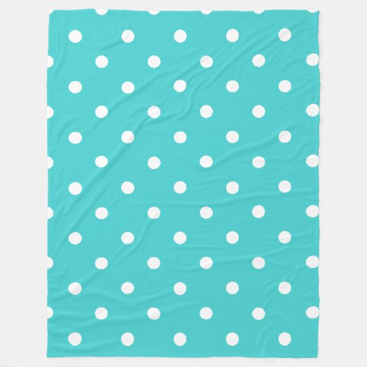Blauwgroen Blauw met Polka Dots Fleece Deken (Voorkant)