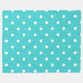 Blauwgroen Blauw met Polka Dots Fleece Deken (Voorkant (Horizontaal))